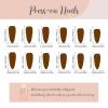 imageBABALAL Brown Press on Nails Medium Almond Fake Nails Fall Glue ons Nails with Design Autumn Acrylic Nails 24Pcs Stiletto False NailsANE15bling