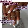 imageBABALAL Brown Press on Nails Medium Almond Fake Nails Fall Glue ons Nails with Design Autumn Acrylic Nails 24Pcs Stiletto False NailsANE15bling