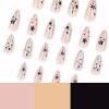 imageBABALAL Brown Press on Nails Medium Almond Fake Nails Fall Glue ons Nails with Design Autumn Acrylic Nails 24Pcs Stiletto False NailsANE15star