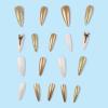imageBABALAL Brown Press on Nails Medium Almond Fake Nails Fall Glue ons Nails with Design Autumn Acrylic Nails 24Pcs Stiletto False NailsANa110