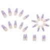 imageBABALAL Coffin Press on Nails Long Fake Nails Glossy Blue Glue on Nails Butterfly Ballerina Acrylic Nails 24Pcs Rhinestones Manicure Thanksgiving Stick on Nails for Women and GirlsNP403purple
