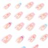 imageBABALAL Coffin Press on Nails Long Fake Nails Glossy Blue Glue on Nails Butterfly Ballerina Acrylic Nails 24Pcs Rhinestones Manicure Thanksgiving Stick on Nails for Women and GirlsNP409pink