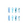 imageBABALAL Coffin Press on Nails Long Fake Nails Glossy Blue Glue on Nails Butterfly Ballerina Acrylic Nails 24Pcs Rhinestones Manicure Thanksgiving Stick on Nails for Women and GirlsNP402blue
