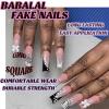 imageBABALAL Duck Nails Press ons Pink French Tips Press on Nails False Nails with Rhinestone Cherry Flower Designs Glossy Luxury Duck Nail Tips 24pcs Gel Acrylic Manicure False Nails KitFNDU308zebra