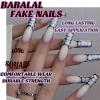 imageBABALAL Duck Nails Press ons Pink French Tips Press on Nails False Nails with Rhinestone Cherry Flower Designs Glossy Luxury Duck Nail Tips 24pcs Gel Acrylic Manicure False Nails KitFNDU309