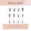 imageBABALAL Duck Nails Press ons Pink French Tips Press on Nails False Nails with Rhinestone Cherry Flower Designs Glossy Luxury Duck Nail Tips 24pcs Gel Acrylic Manicure False Nails KitFNDU308blue