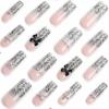 imageBABALAL Duck Nails Press ons Pink French Tips Press on Nails False Nails with Rhinestone Cherry Flower Designs Glossy Luxury Duck Nail Tips 24pcs Gel Acrylic Manicure False Nails KitFNDU301