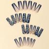 imageBABALAL Duck Nails Press ons Pink French Tips Press on Nails False Nails with Rhinestone Cherry Flower Designs Glossy Luxury Duck Nail Tips 24pcs Gel Acrylic Manicure False Nails KitFNDU308blue