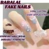imageBABALAL Duck Nails Press ons Pink French Tips Press on Nails False Nails with Rhinestone Cherry Flower Designs Glossy Luxury Duck Nail Tips 24pcs Gel Acrylic Manicure False Nails KitFNDU319