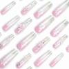 imageBABALAL Duck Nails Press ons Pink French Tips Press on Nails False Nails with Rhinestone Cherry Flower Designs Glossy Luxury Duck Nail Tips 24pcs Gel Acrylic Manicure False Nails KitFNDU311