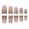 imageBABALAL Duck Nails Press ons Pink French Tips Press on Nails False Nails with Rhinestone Cherry Flower Designs Glossy Luxury Duck Nail Tips 24pcs Gel Acrylic Manicure False Nails KitFNDU309gold