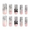 imageBABALAL Duck Nails Press ons Pink French Tips Press on Nails False Nails with Rhinestone Cherry Flower Designs Glossy Luxury Duck Nail Tips 24pcs Gel Acrylic Manicure False Nails KitFNDU301