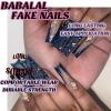 imageBABALAL Duck Nails Press ons Pink French Tips Press on Nails False Nails with Rhinestone Cherry Flower Designs Glossy Luxury Duck Nail Tips 24pcs Gel Acrylic Manicure False Nails KitFNDU308blue