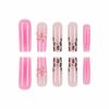 imageBABALAL Duck Nails Press ons Pink French Tips Press on Nails False Nails with Rhinestone Cherry Flower Designs Glossy Luxury Duck Nail Tips 24pcs Gel Acrylic Manicure False Nails KitFNDU309flower