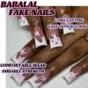 imageBABALAL Duck Nails Press ons Pink French Tips Press on Nails False Nails with Rhinestone Cherry Flower Designs Glossy Luxury Duck Nail Tips 24pcs Gel Acrylic Manicure False Nails KitFNDU309white