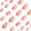 imageBABALAL Duck Nails Press ons Pink French Tips Press on Nails False Nails with Rhinestone Cherry Flower Designs Glossy Luxury Duck Nail Tips 24pcs Gel Acrylic Manicure False Nails KitFNDU309white