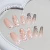 imageBABALAL Duck Nails Press ons Pink French Tips Press on Nails False Nails with Rhinestone Cherry Flower Designs Glossy Luxury Duck Nail Tips 24pcs Gel Acrylic Manicure False Nails KitFNDU319