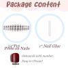 imageBABALAL Duck Nails Press ons Pink French Tips Press on Nails False Nails with Rhinestone Cherry Flower Designs Glossy Luxury Duck Nail Tips 24pcs Gel Acrylic Manicure False Nails KitFNDU310black