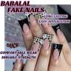 imageBABALAL Duck Nails Press ons Pink French Tips Press on Nails False Nails with Rhinestone Cherry Flower Designs Glossy Luxury Duck Nail Tips 24pcs Gel Acrylic Manicure False Nails KitFNDU310black