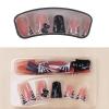 imageBABALAL Duck Nails Press ons Pink French Tips Press on Nails False Nails with Rhinestone Cherry Flower Designs Glossy Luxury Duck Nail Tips 24pcs Gel Acrylic Manicure False Nails KitFNDU308duck