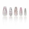 imageBABALAL Duck Nails Press ons Pink French Tips Press on Nails False Nails with Rhinestone Cherry Flower Designs Glossy Luxury Duck Nail Tips 24pcs Gel Acrylic Manicure False Nails KitFNDU312