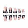 imageBABALAL Duck Nails Press ons Pink French Tips Press on Nails False Nails with Rhinestone Cherry Flower Designs Glossy Luxury Duck Nail Tips 24pcs Gel Acrylic Manicure False Nails KitFNDU310black