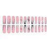 imageBABALAL Duck Nails Press ons Pink French Tips Press on Nails False Nails with Rhinestone Cherry Flower Designs Glossy Luxury Duck Nail Tips 24pcs Gel Acrylic Manicure False Nails KitFNDU308zebra