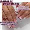 imageBABALAL Duck Nails Press ons Pink French Tips Press on Nails False Nails with Rhinestone Cherry Flower Designs Glossy Luxury Duck Nail Tips 24pcs Gel Acrylic Manicure False Nails KitFNDU309cow