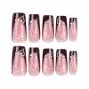 imageBABALAL French Tip Press on Nails Medium Square Fake Nails Colorful Glue ons Nails Crocodile Pattern Design Acrylic Nails 24Pcs Squoval Full Cover False NailsFNr13heart