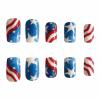 imageBABALAL French Tip Press on Nails Medium Square Fake Nails Colorful Glue ons Nails Crocodile Pattern Design Acrylic Nails 24Pcs Squoval Full Cover False NailsFNr23star
