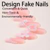 imageBABALAL French Tip Press on Nails Medium Square Fake Nails Colorful Glue ons Nails Crocodile Pattern Design Acrylic Nails 24Pcs Squoval Full Cover False NailsFNr22bow