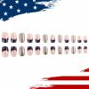imageBABALAL French Tip Press on Nails Medium Square Fake Nails Colorful Glue ons Nails Crocodile Pattern Design Acrylic Nails 24Pcs Squoval Full Cover False NailsFNr23Independence