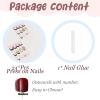 imageBABALAL French Tip Press on Nails Medium Square Fake Nails Colorful Glue ons Nails Crocodile Pattern Design Acrylic Nails 24Pcs Squoval Full Cover False NailsFNr14bow