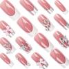 imageBABALAL French Tip Press on Nails Medium Square Fake Nails Colorful Glue ons Nails Crocodile Pattern Design Acrylic Nails 24Pcs Squoval Full Cover False NailsFNr22french