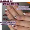 imageBABALAL French Tip Press on Nails Medium Square Fake Nails Colorful Glue ons Nails Crocodile Pattern Design Acrylic Nails 24Pcs Squoval Full Cover False NailsSolid