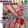 imageBABALAL French Tip Press on Nails Medium Square Fake Nails Colorful Glue ons Nails Crocodile Pattern Design Acrylic Nails 24Pcs Squoval Full Cover False NailsFNr27ho