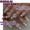 imageBABALAL French Tip Press on Nails Medium Square Fake Nails Colorful Glue ons Nails Crocodile Pattern Design Acrylic Nails 24Pcs Squoval Full Cover False NailsFNr02green