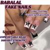 imageBABALAL French Tip Press on Nails Medium Square Fake Nails Colorful Glue ons Nails Crocodile Pattern Design Acrylic Nails 24Pcs Squoval Full Cover False NailsFNr21star