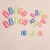 imageBABALAL French Tip Press on Nails Medium Square Fake Nails Colorful Glue ons Nails Crocodile Pattern Design Acrylic Nails 24Pcs Squoval Full Cover False NailsFNr22rainbow