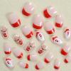 imageBABALAL French Tip Press on Nails Medium Square Fake Nails Colorful Glue ons Nails Crocodile Pattern Design Acrylic Nails 24Pcs Squoval Full Cover False NailsFNr26xmas