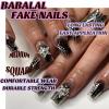 imageBABALAL French Tip Press on Nails Medium Square Fake Nails Colorful Glue ons Nails Crocodile Pattern Design Acrylic Nails 24Pcs Squoval Full Cover False NailsFNr14black