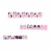 imageBABALAL French Tip Press on Nails Medium Square Fake Nails Colorful Glue ons Nails Crocodile Pattern Design Acrylic Nails 24Pcs Squoval Full Cover False NailsFNr16kitten