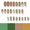 imageBABALAL French Tip Press on Nails Medium Square Fake Nails Colorful Glue ons Nails Crocodile Pattern Design Acrylic Nails 24Pcs Squoval Full Cover False NailsFNr23shamrock