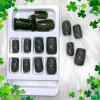 imageBABALAL French Tip Press on Nails Medium Square Fake Nails Colorful Glue ons Nails Crocodile Pattern Design Acrylic Nails 24Pcs Squoval Full Cover False NailsFNr28geen