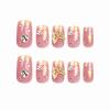 imageBABALAL French Tip Press on Nails Medium Square Fake Nails Colorful Glue ons Nails Crocodile Pattern Design Acrylic Nails 24Pcs Squoval Full Cover False NailsFNr15golden
