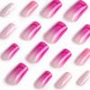 imageBABALAL French Tip Press on Nails Medium Square Fake Nails Colorful Glue ons Nails Crocodile Pattern Design Acrylic Nails 24Pcs Squoval Full Cover False NailsFNr22purplepink