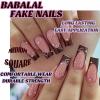 imageBABALAL French Tip Press on Nails Medium Square Fake Nails Colorful Glue ons Nails Crocodile Pattern Design Acrylic Nails 24Pcs Squoval Full Cover False NailsFNr13heart