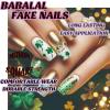 imageBABALAL French Tip Press on Nails Medium Square Fake Nails Colorful Glue ons Nails Crocodile Pattern Design Acrylic Nails 24Pcs Squoval Full Cover False NailsFNr23shamrock