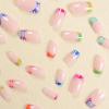 imageBABALAL French Tip Press on Nails Medium Square Fake Nails Colorful Glue ons Nails Crocodile Pattern Design Acrylic Nails 24Pcs Squoval Full Cover False NailsFNr22acrylic