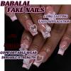 imageBABALAL French Tip Press on Nails Medium Square Fake Nails Colorful Glue ons Nails Crocodile Pattern Design Acrylic Nails 24Pcs Squoval Full Cover False NailsFNr22bow